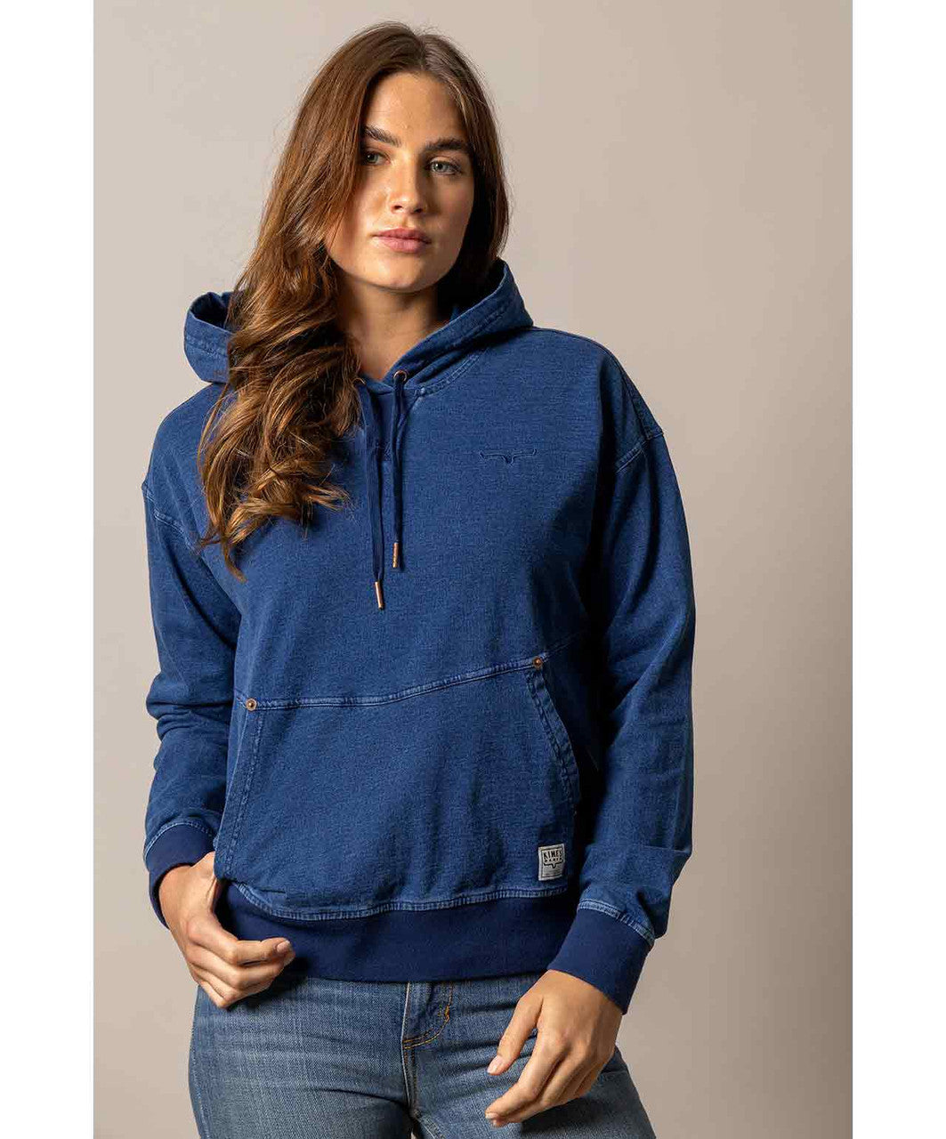 Kimes Ranch Ladies Tess Western Hoodie, Indigo Blue.