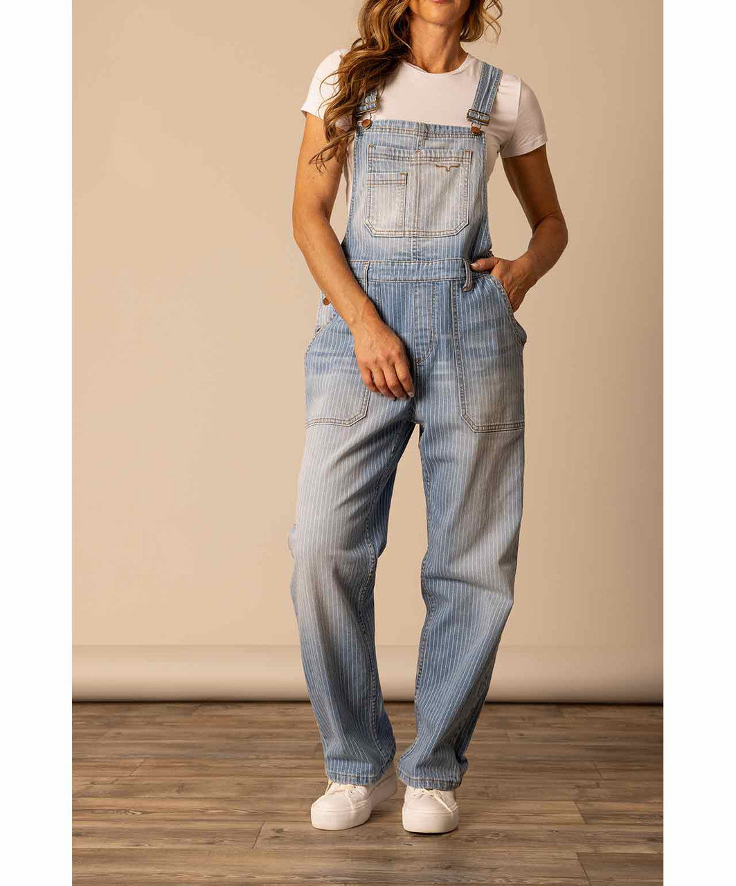 Kimes Ranch Billy Womens Jeans Overalls, Stripe Denim.