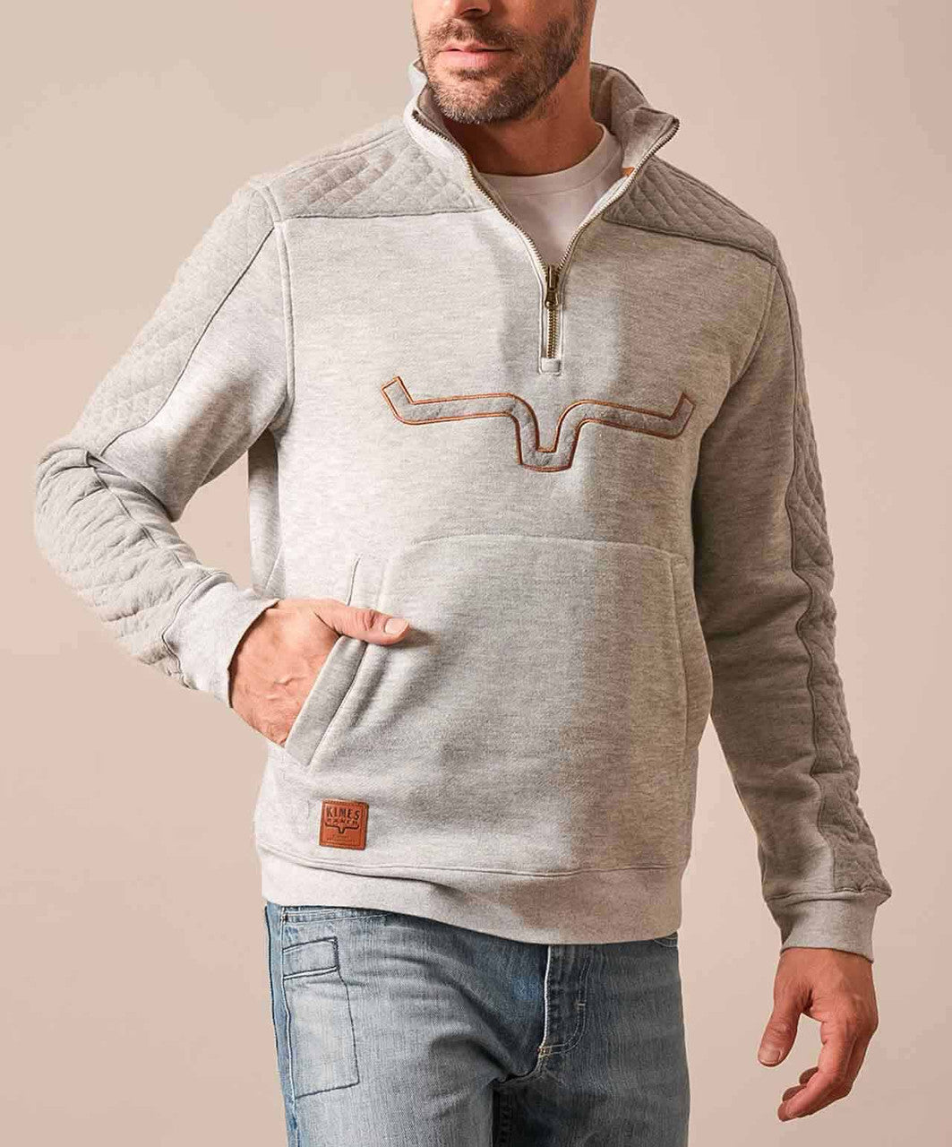 Kimes Ranch Mens Canfield Sweater, Grey Heather.