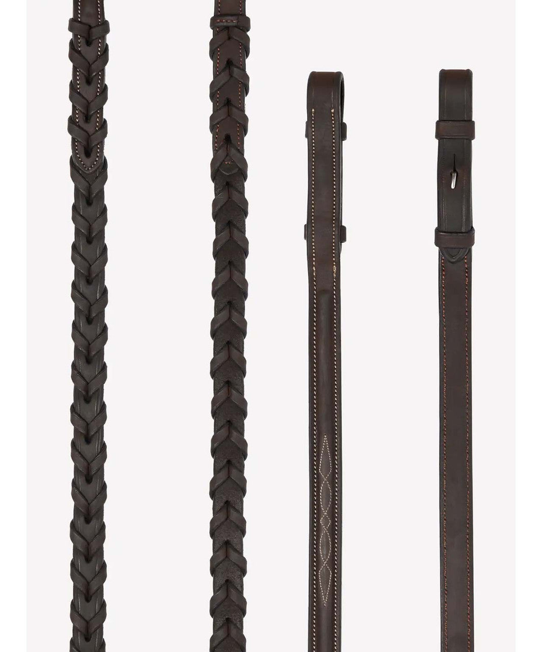 LeMieux Hunter Laced Stitched Reins, Havana/Silver.