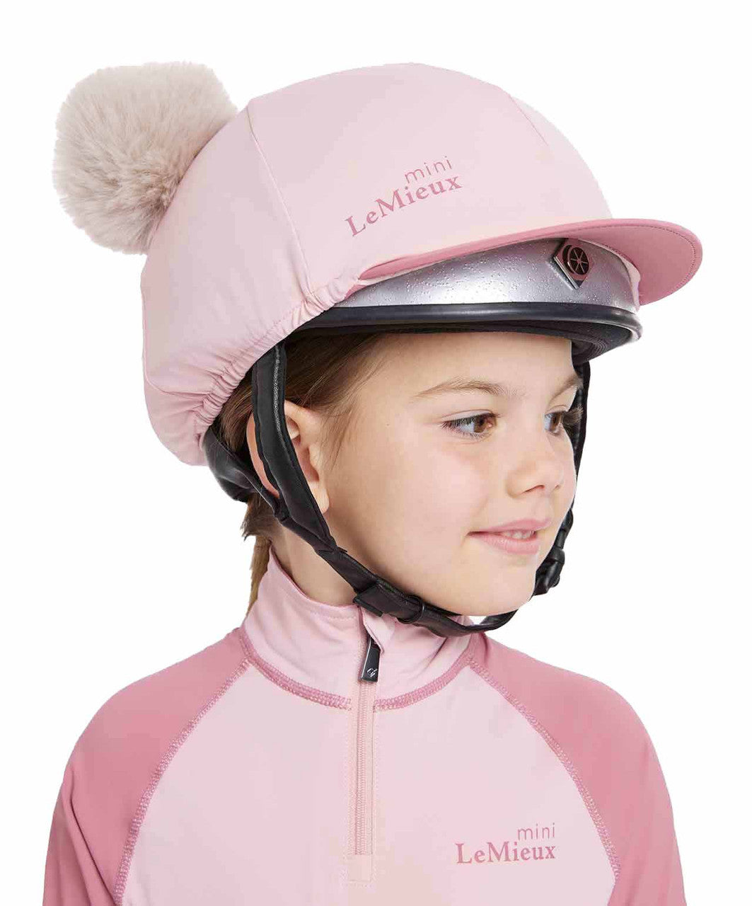 LeMieux Mini Double Pom Pom Hat Silk, Blossom, front.