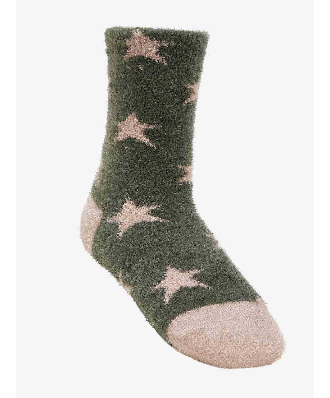LeMieux Mini Sasha Star Fluffy Kids Socks, Almond.