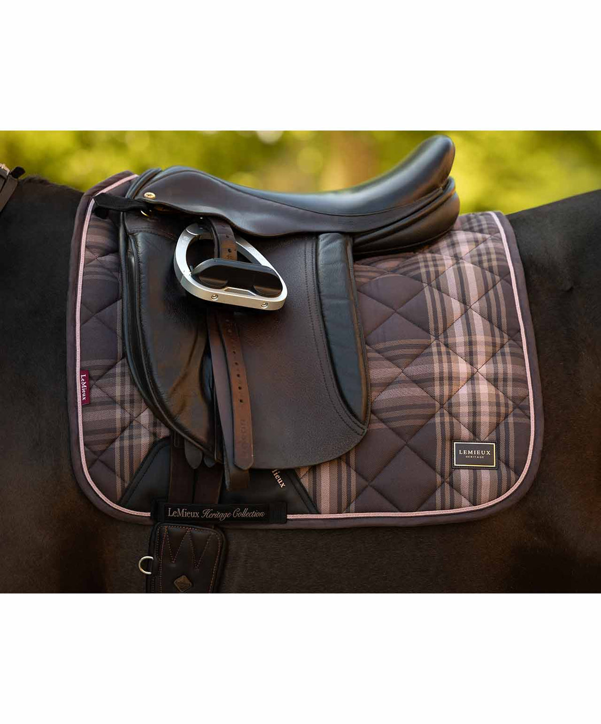LeMieux Heritage Check Dressage Pad FW26, side. 