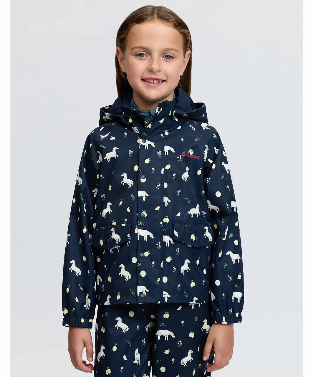 LeMieux Mini Rider Pippin Splash Kid's Jacket, Navy, front.