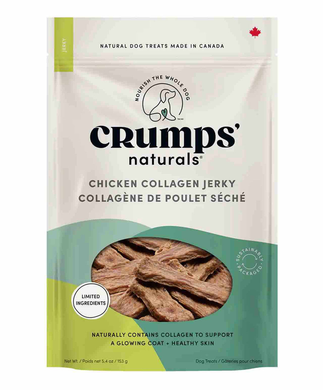 Crumps Chicken Collagen Jerky Dog Treats 153g.