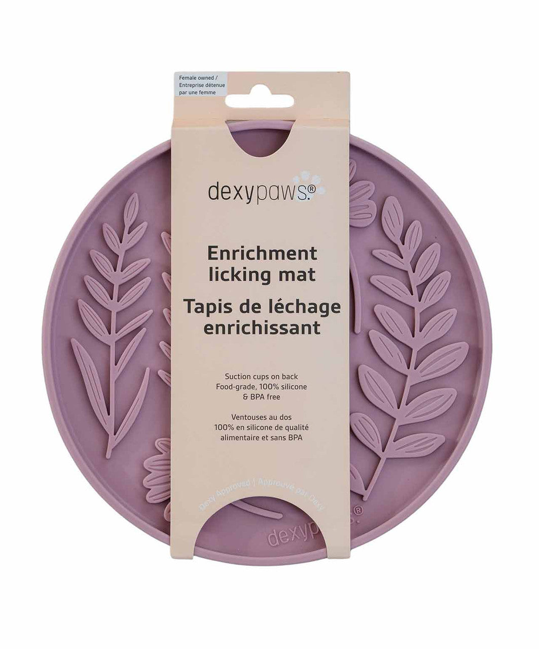 Dexypaws Enrichement Licking Mat, Circle Shape, Leaf pattern.