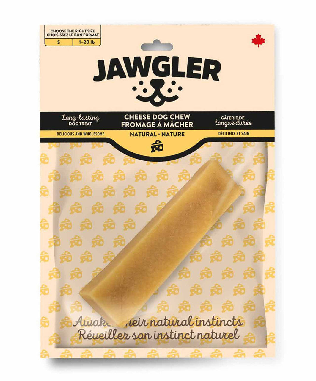Jawgler Cheese Dog Chew Natural, Small.