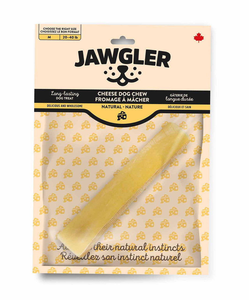 Jawgler Cheese Dog Chew Natural, Medium 85g.