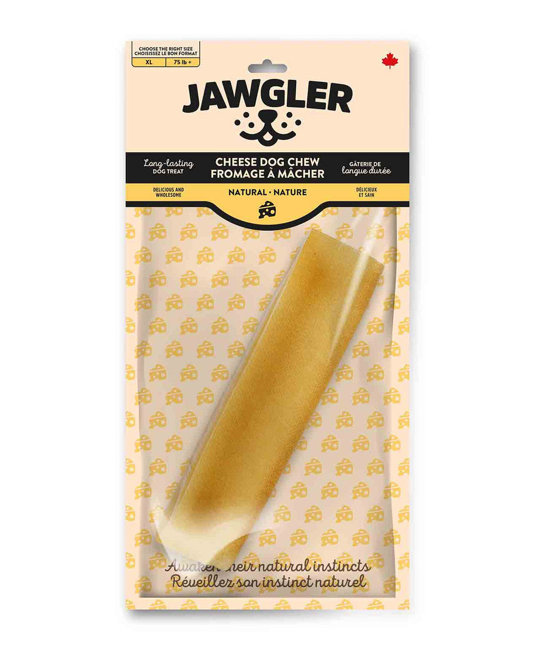 Jawgler Cheese Dog Chew Natural, X-Large.