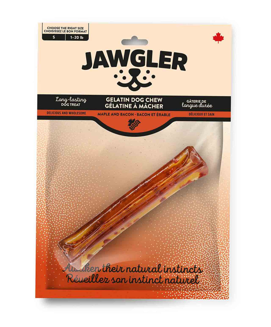 Jawgler Bacon/Maple Gelatin Dog Chew Small.