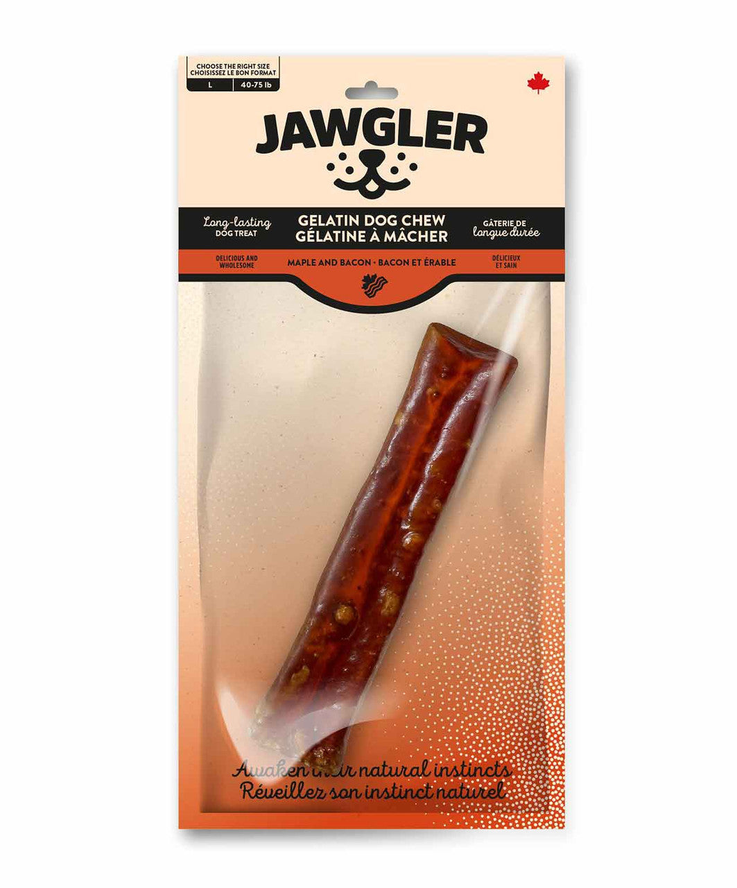 Jawgler Bacon/Maple Gelatin Dog Chew Large.