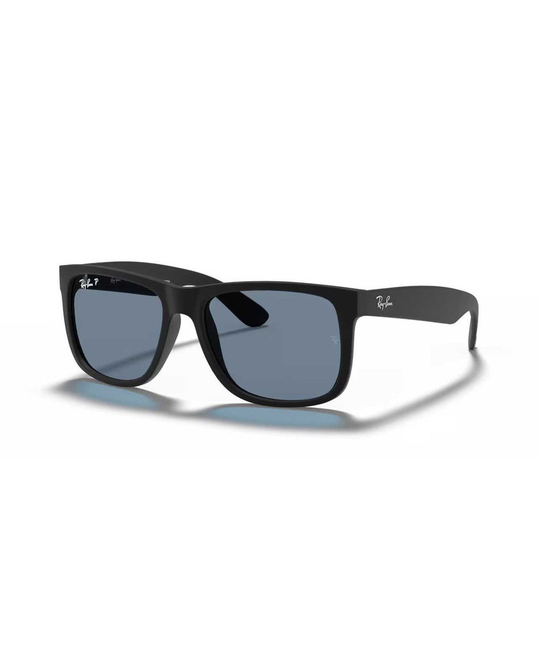 Ray-Ban Justin Polarized Sunglasses, Rubber Black, Dark Blue.