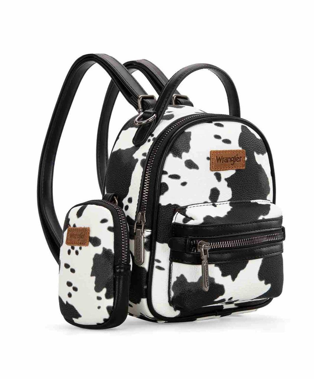 Wrangler Cow Print Mini Backpack with Coin Pouch.