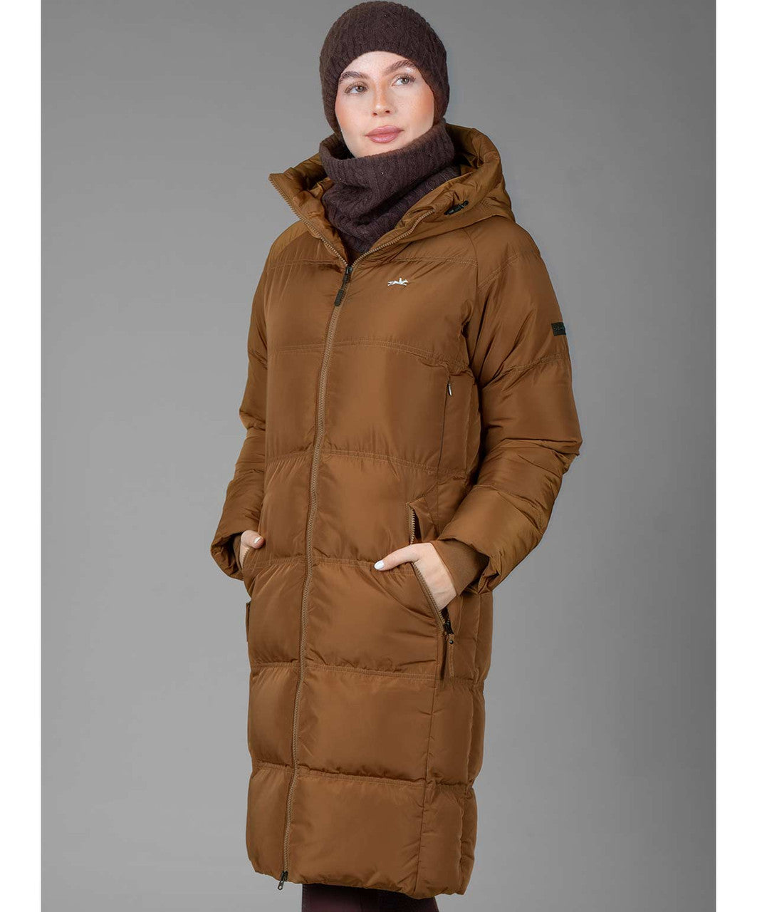 Schockemohle Sports SPKacy Style Ladies Winter Jacket, Nougat, front.