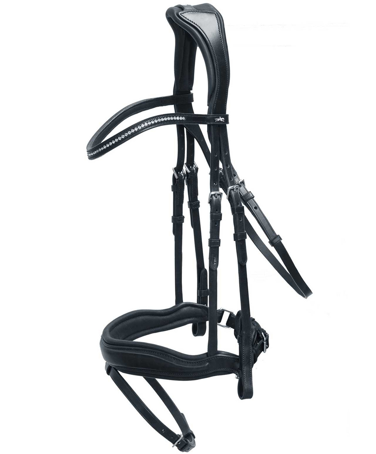 Schockemohle Stanford Anatomic Bridle, Black/Silver, crystal browband. 