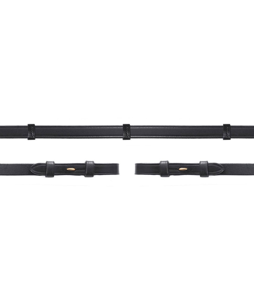Schockemohle Leather Rein with Leather Stops, Black.
