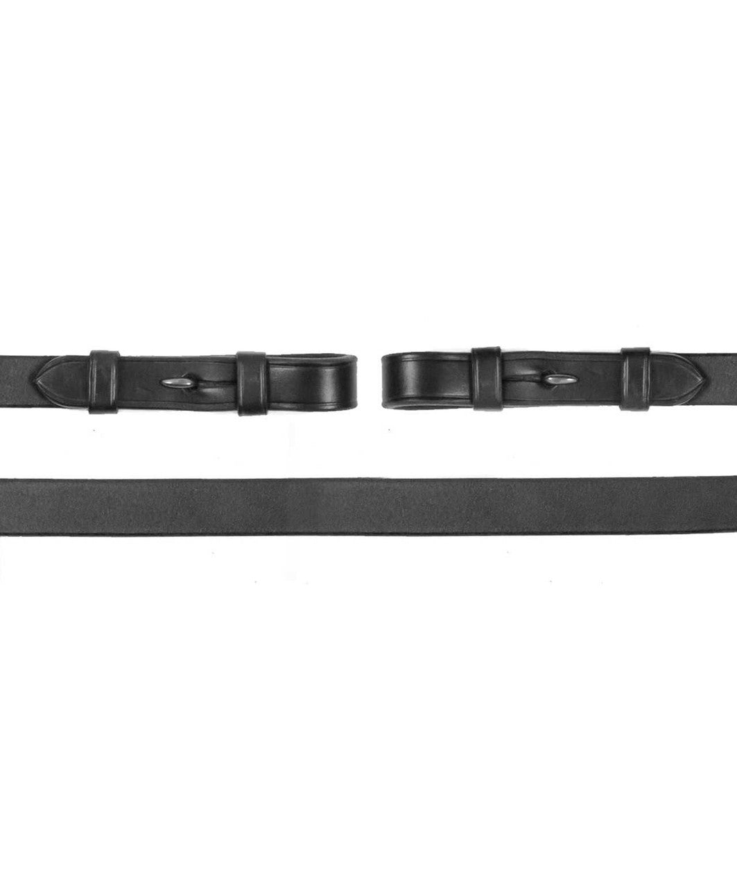 Schockemohle Sports Flat Leather Bridle Reins with Hook Studs, Black.