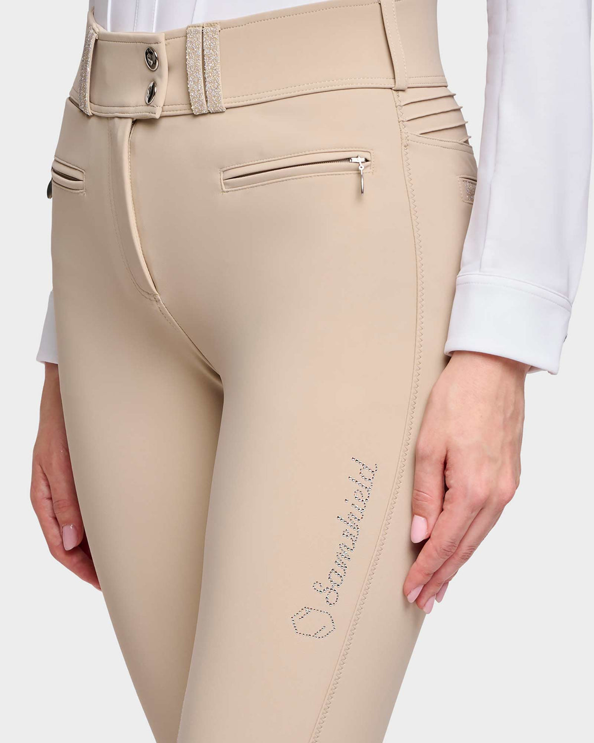 Samshield Claranova Knee Grip Breech, Sand, detail. 