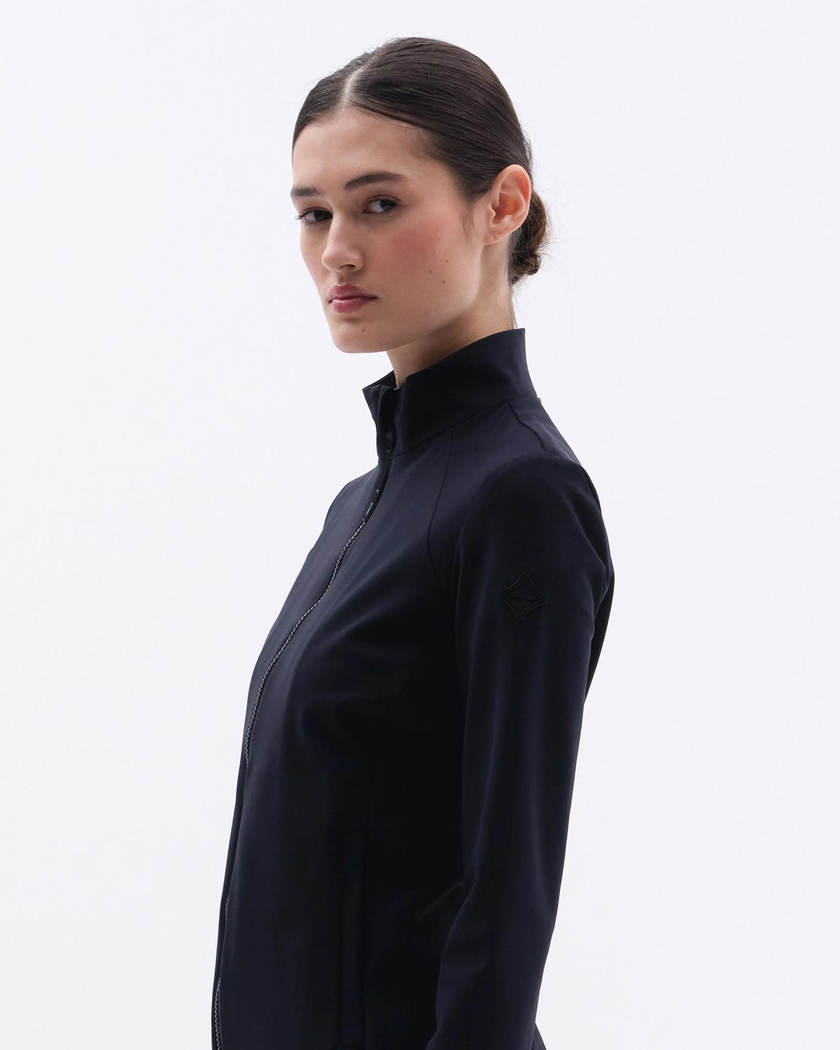 Trolle Ladies Technical Zip Softshell Jacket, navy, side. 