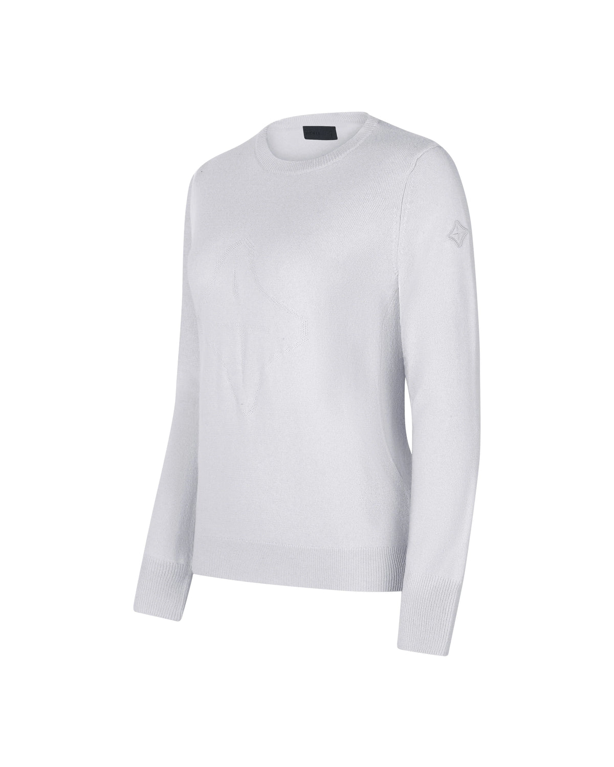 Trolle Cashmere Wool Logo Ladies Crew Sweater FW26, Light Grey