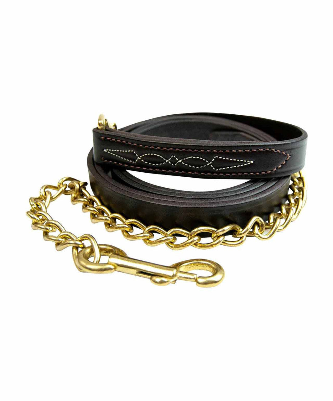 Walsh Fancy Leather Lead with 24" Brass Chain.